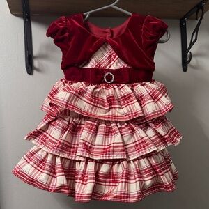 Jona Michelle Red and White Plaid Ruffle Dress